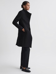 Reiss Black Mia Wool Blend Mid-Length Coat - Image 4 of 8
