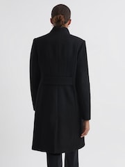 Reiss Black Mia Wool Blend Mid-Length Coat - Image 6 of 8