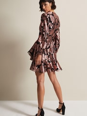 Phase Eight Pink Juniper Foil Jacquard Wrap Dress - Image 2 of 6