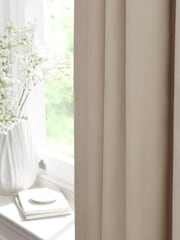 Oatmeal Natural Matte Velvet Pencil Pleat Blackout/Thermal Curtains - Image 6 of 9