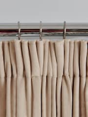 Oatmeal Natural Matte Velvet Pencil Pleat Blackout/Thermal Curtains - Image 7 of 9
