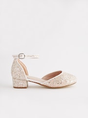 Elfenbein/Glitzer - Knöchelriemen Schuhe mit niedrigem Absatz für besondere Anlässe​​​​​​​ - Bild 2 von 7