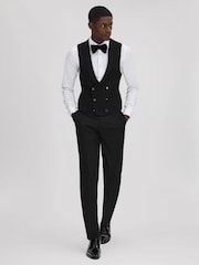 Reiss Black Titanic Slim Fit Double Breasted Tuxedo Waistcoat - Image 3 of 7