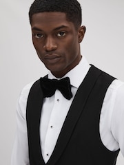 Reiss Black Titanic Slim Fit Double Breasted Tuxedo Waistcoat - Image 4 of 7