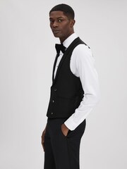 Reiss Black Titanic Slim Fit Double Breasted Tuxedo Waistcoat - Image 5 of 7
