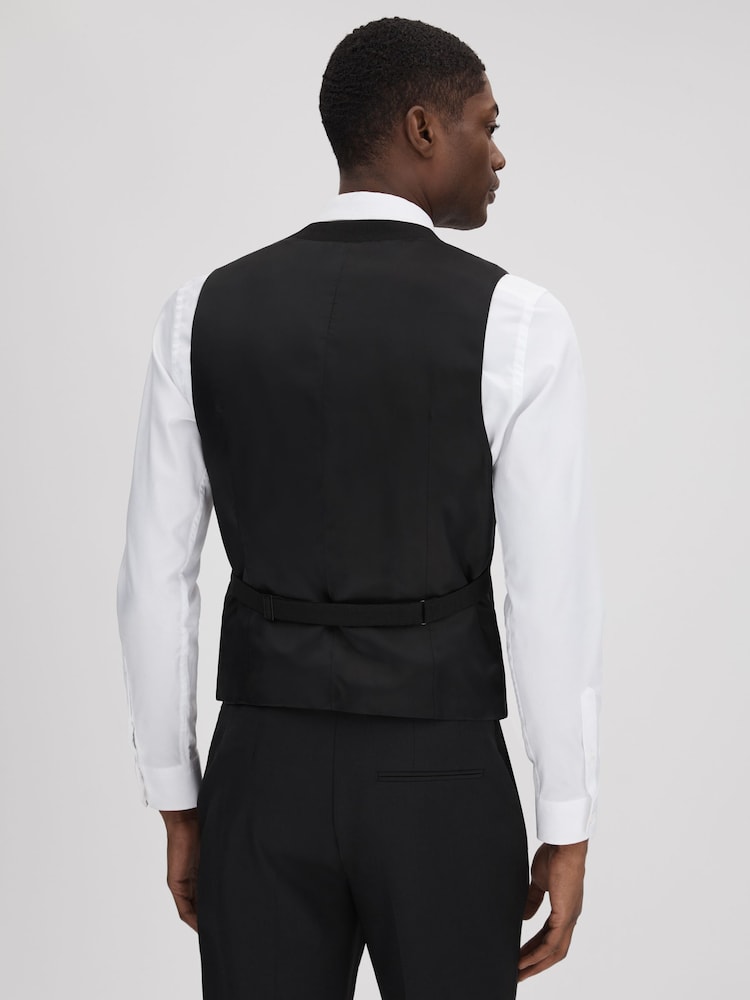 Reiss Black Titanic Slim Fit Double Breasted Tuxedo Waistcoat - Image 6 of 7