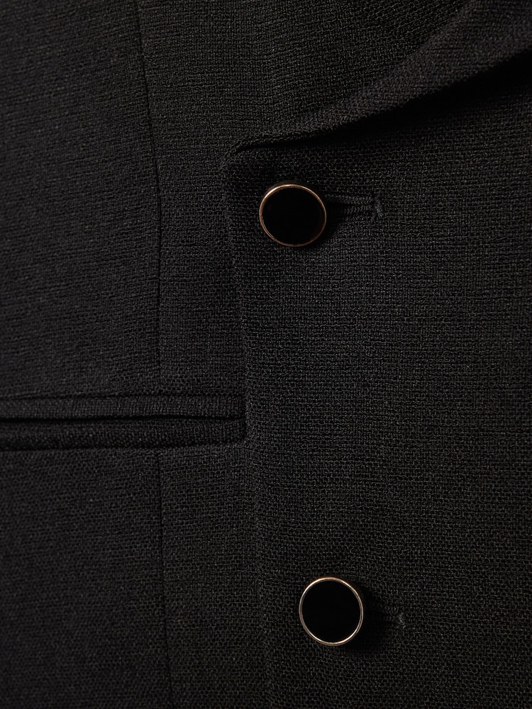 Reiss Black Titanic Slim Fit Double Breasted Tuxedo Waistcoat - Image 7 of 7