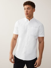 White/Blue 100% Cotton Short Sleeve Oxford Shirts 2 Pack - Image 2 of 7