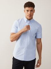 White/Blue 100% Cotton Short Sleeve Oxford Shirts 2 Pack - Image 3 of 7