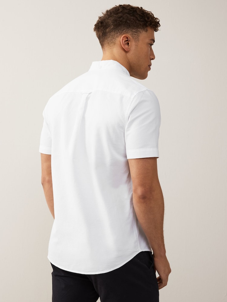 White/Blue 100% Cotton Short Sleeve Oxford Shirts 2 Pack - Image 4 of 7