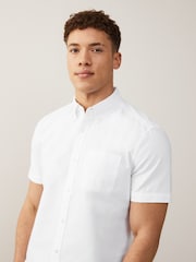 White/Blue 100% Cotton Short Sleeve Oxford Shirts 2 Pack - Image 5 of 7