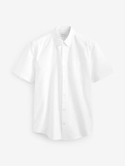 White/Blue 100% Cotton Short Sleeve Oxford Shirts 2 Pack - Image 7 of 7