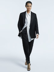 Reiss Black Georgina Atelier Italian Relaxed Contrast Stitch Drawstring Trousers - Image 5 of 6