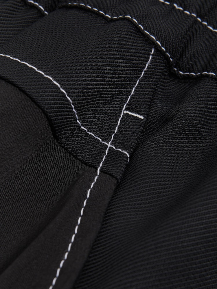 Reiss Black Georgina Atelier Italian Relaxed Contrast Stitch Drawstring Trousers - Image 6 of 6
