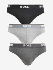 BOSS Grey Power Briefs 3 Pack - Image 1 of 9