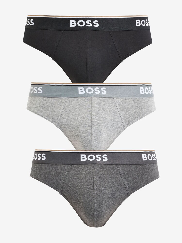 BOSS Grey Power Briefs 3 Pack - Image 1 of 9