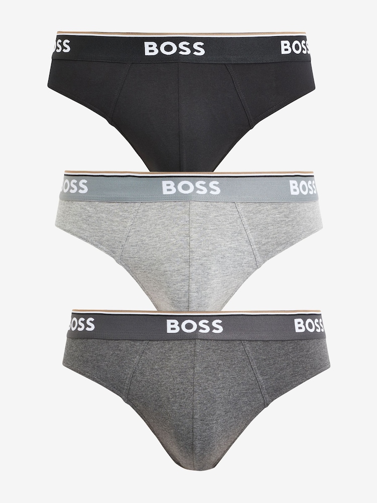 BOSS Grey Power Briefs 3 Pack - Image 1 of 9 BOSS Grey Power Briefs 3 Pack - Image 1 of 9