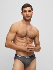 BOSS Grey Power Briefs 3 Pack - Image 5 of 9