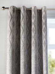 Curtina Silver Marco Geo Jacquard Eyelet Curtains - Image 2 of 3
