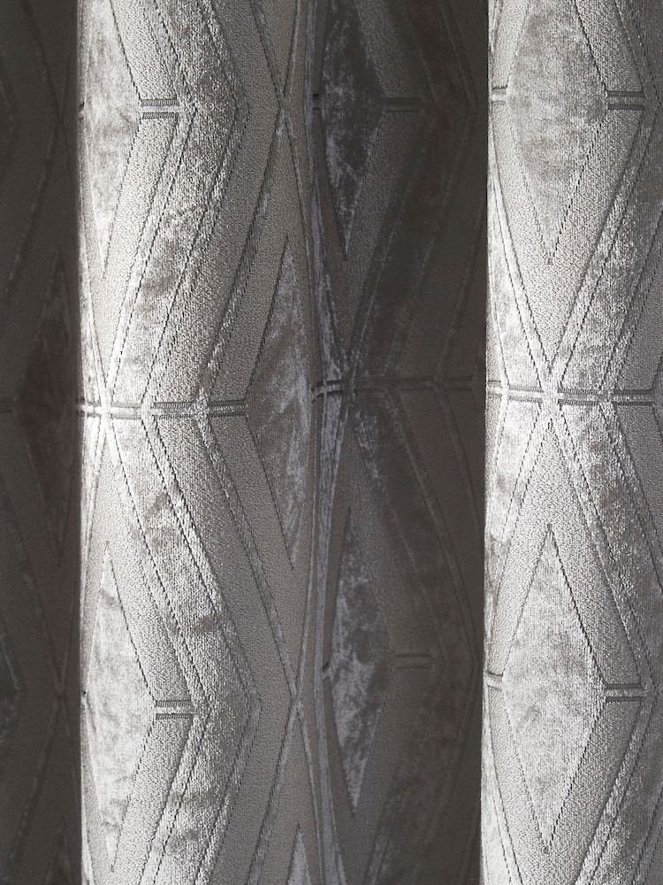 Curtina Silver Marco Geo Jacquard Eyelet Curtains - Image 3 of 3