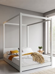 Get Laid Beds White Low Four Poster Square Leg Solid Wood Bed - Image 1 of 1