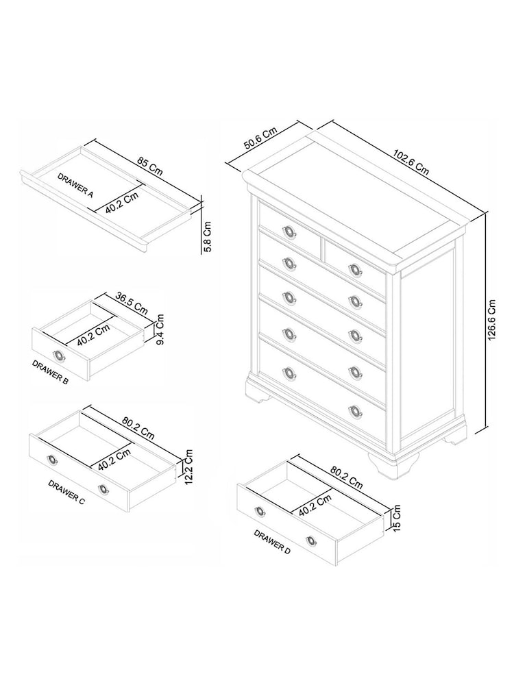 Bentley Designs White Chantilly 2+4 Drawer Chest - Image 4 of 4