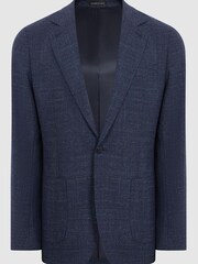 Reiss Navy Seep Single Breasted Flecked Slim Fit Blazer - Image 2 of 11