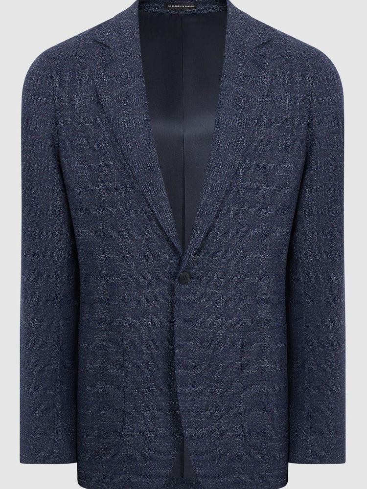 Reiss Navy Seep Single Breasted Flecked Slim Fit Blazer - Image 2 of 11