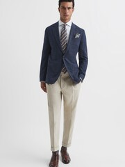 Reiss Navy Seep Single Breasted Flecked Slim Fit Blazer - Image 3 of 11