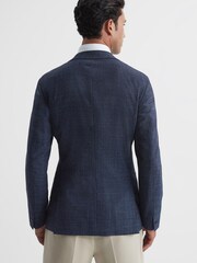 Reiss Navy Seep Single Breasted Flecked Slim Fit Blazer - Image 5 of 11