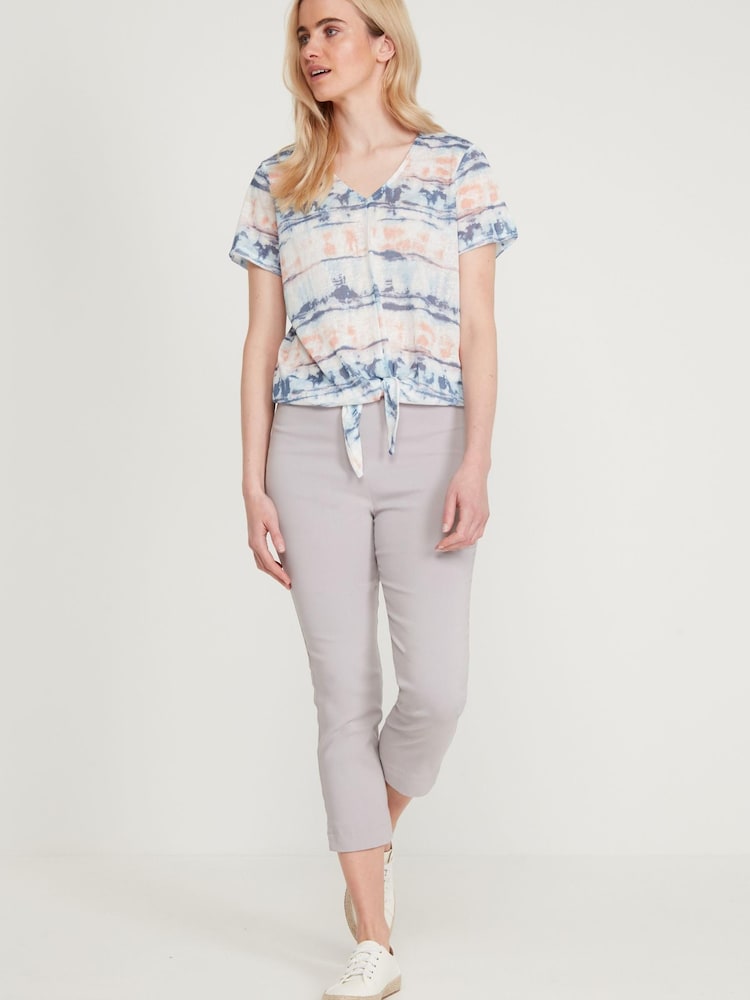 T-shirt M&Co blanc tie-dye noué sur le devant - Image 4 of 5