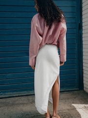 Mango White Linen Blend Bohemian Skirt - Image 3 of 6