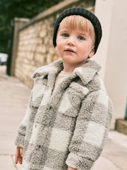Grey Teddy Fleece Borg Shacket (3mths-7yrs) - Image 1 of 6