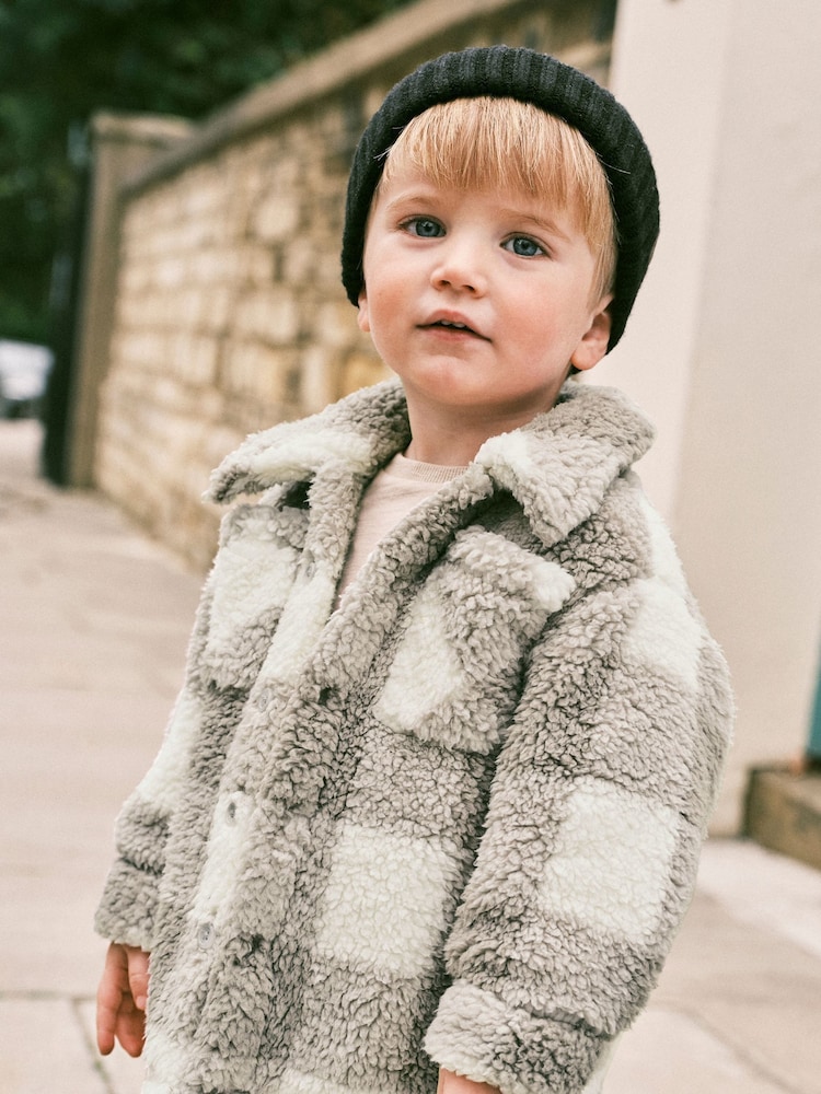 Grey Teddy Fleece Borg Shacket (3mths-7yrs) - Image 1 of 6