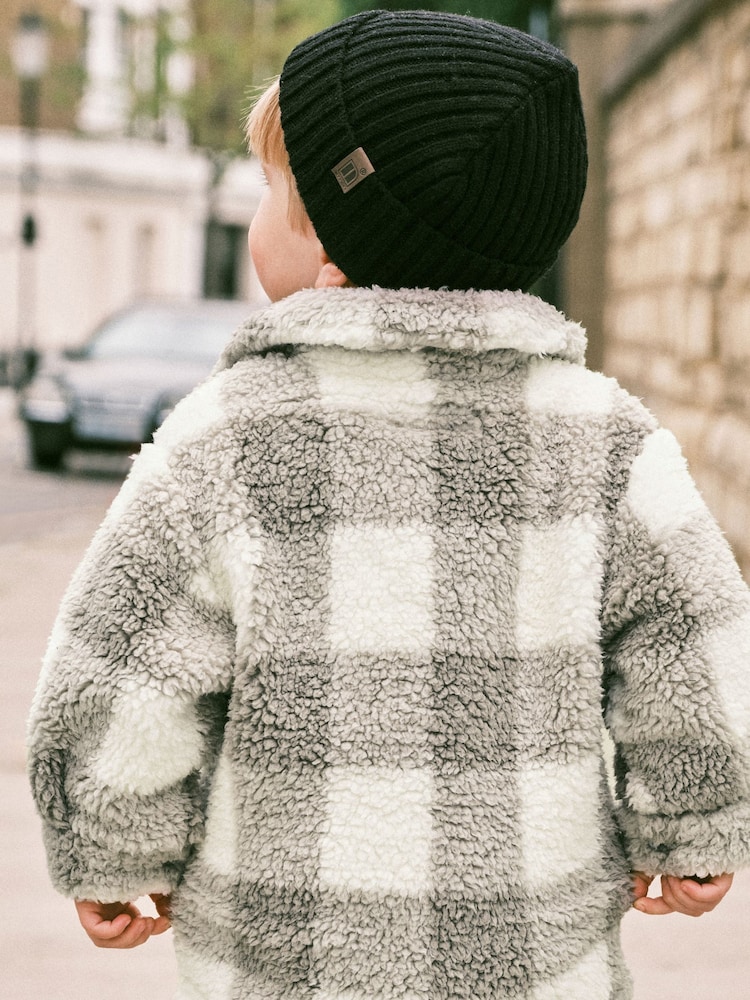 Szary - Teddy Borg Fleece Shacket (3mths-7yrs) - Image 3 of 6