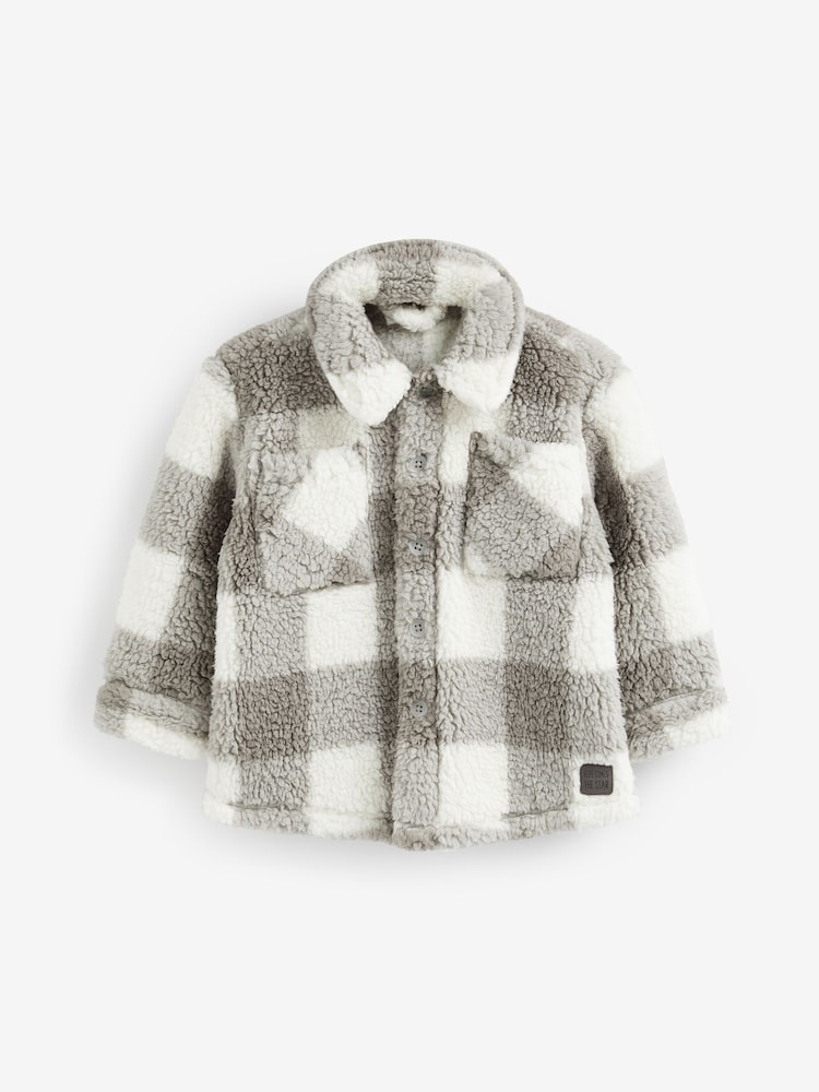 Szary - Teddy Borg Fleece Shacket (3mths-7yrs) - Image 5 of 6