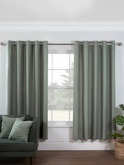 Lazy Linen Sage Green 167x183cm Washed 100% Linen Eyelet Curtains - Image 1 of 1