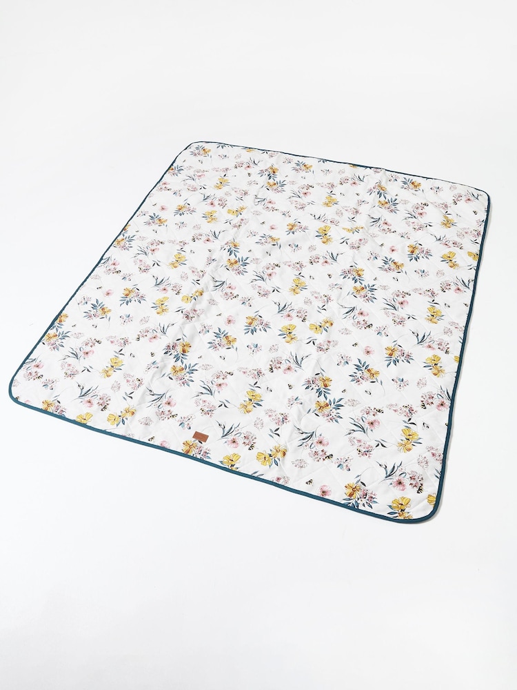 FatFace White Floral Bee Picnic Blanket - Image 1 of 4