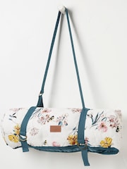 FatFace White Floral Bee Picnic Blanket - Image 2 of 4