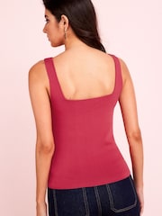 Pink - Strick-Trägertop mit eckigem Ausschnitt und Korsettdetails - Bild 2 von 5