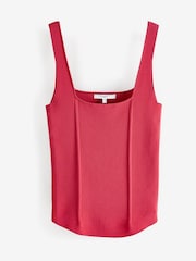 Pink - Strick-Trägertop mit eckigem Ausschnitt und Korsettdetails - Bild 5 von 5