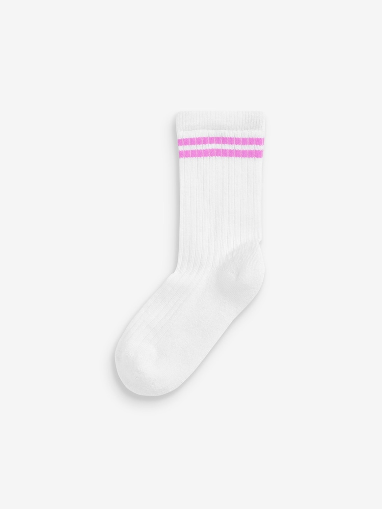 Weiß mit fluoreszierendem Streifen - Gepolsterte Knöchelsocken mit hohem Baumwollanteil, 3er-Pack - Bild 2 von 4 Weiß mit fluoreszierendem Streifen - Gepolsterte Knöchelsocken mit hohem Baumwollanteil, 3er-Pack - Bild 2 von 4
