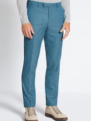 MOSS Blue Flannel Slim Fit Suit Trousers - Image 1 of 3