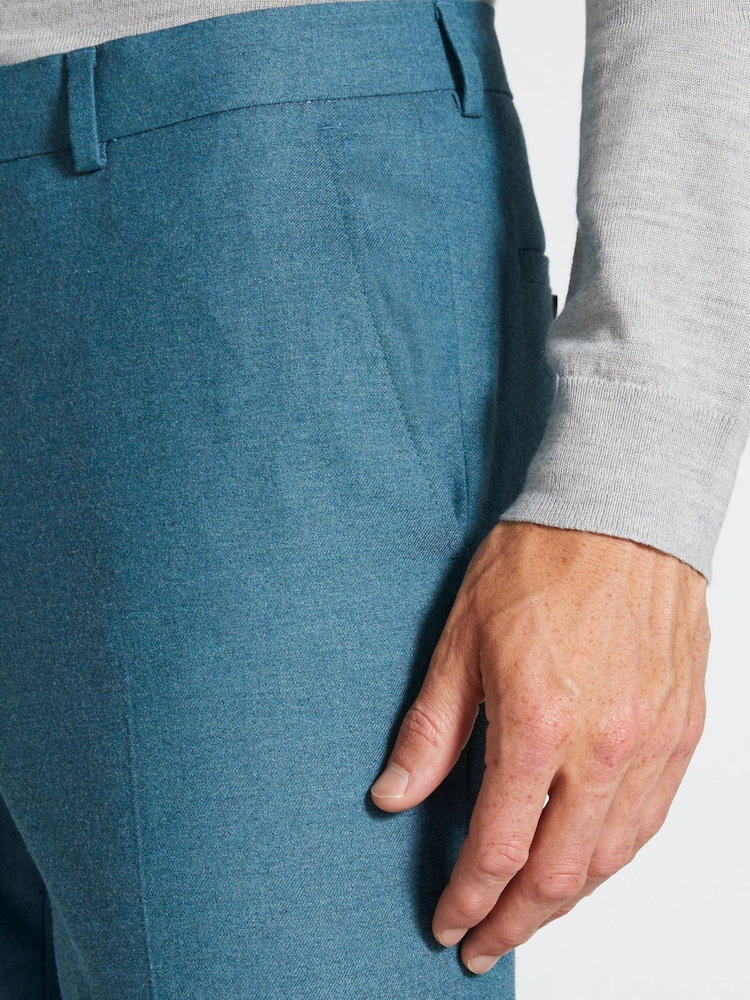 MOSS Blue Flannel Slim Fit Suit Trousers - Image 3 of 3