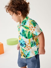 White/Green Jungle Printed Short Sleeve Shirt (3mths-7yrs) - Image 2 of 4