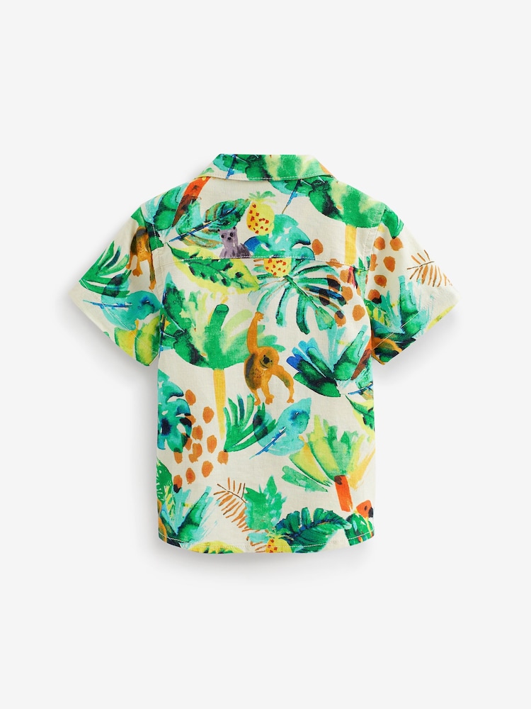 White/Green Jungle Printed Short Sleeve Shirt (3mths-7yrs) - Image 4 of 4