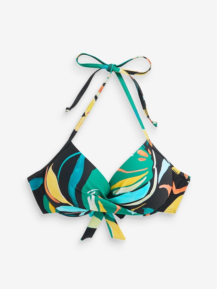 Schwarz, tropisch - Wattiertes Bikini-Oberteil mit tiefem Ausschnitt und Bügeln - Bild 5 von 5 Schwarz, tropisch - Wattiertes Bikini-Oberteil mit tiefem Ausschnitt und Bügeln - Bild 5 von 5