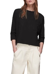 Whistles Black Cotton Patch Pocket 100% Cotton Top - Image 1 of 4