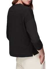 Whistles Black Cotton Patch Pocket 100% Cotton Top - Image 2 of 4