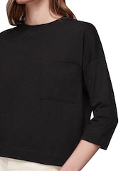 Whistles Black Cotton Patch Pocket 100% Cotton Top - Image 3 of 4